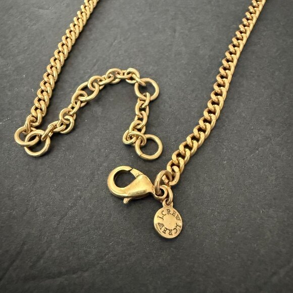 J Crew Statement Necklace Iridescent Blue Turquoise Crystal Stones Gold Adjustab - Picture 8 of 16